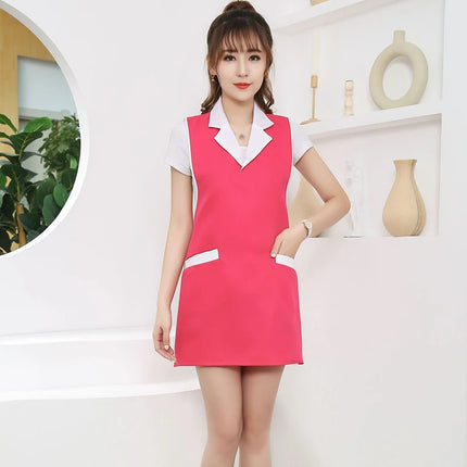Women Salon Apron SPA Barber Shop Work Clothes Dress Hairdresser Beauty Salon Apron Manicure Shop Uniform Sleeveless Aprons-KarWorkwear