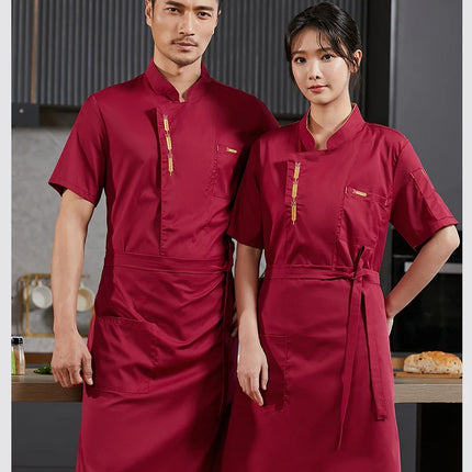 Cook Jacket Catering  Cooking White Shirt Restaurant Kitchen Chef T-shirt Baker Work Uniform Waiter Hotel Clothes Cafe Overalls-KarWorkwear