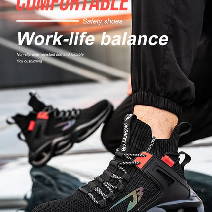 Luminous Steel Toe Boots For Men Non-slip Work Boots Indestructible Shoes Kitchen Restaurant Safety Boots Male Footwear 36-48-KarWorkwear