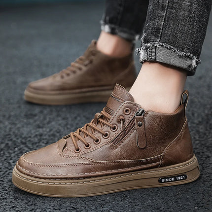 Men's boots four seasonal outdoor workwear boots male casual boots fashion soft sole comfortable leather sports boots men's shoe