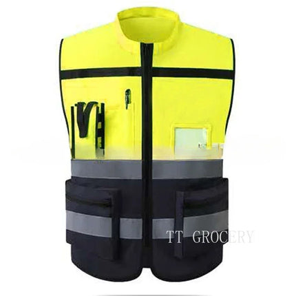 High Brightness Strip Safety protective clothing Breathable Workwear Multi Pocket Protective Clothing Safety For Night Running B