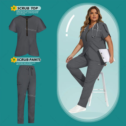 Hot Sales Medical Uniform Nurse Nursing Uniform Scrubs Set for Women Hospital Doctor Workwear Surgical Gown Beauty Salon Clothes-KarWorkwear