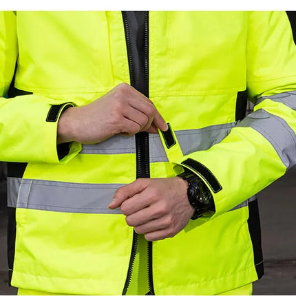Hi Vis Work Clothing Working Suit For Man Mechanic Warm Winter Reflective Safety Work Coveralls Detachable Cotton Padded Linner