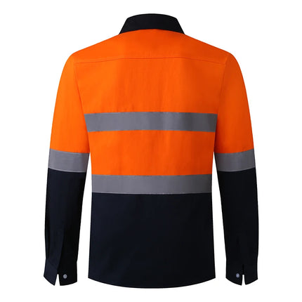 Hi Vis Reflective Shirt Men Hi Viz Reflective Polo Long Sleeve with Pockets Work Safety Polo Shirt