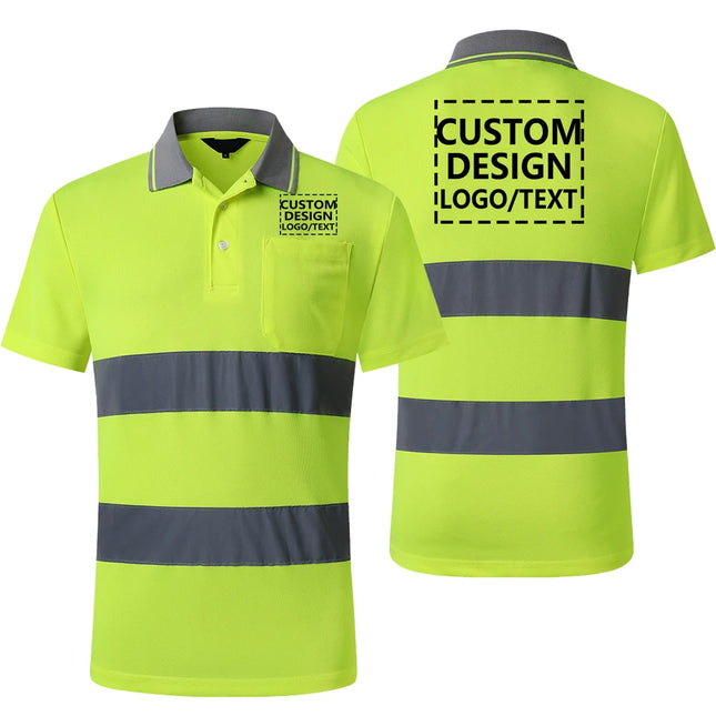 Custom Logo Safety Polo Shirt With Logo Orange Personalized High Visibility Reflective Shirt With Pockets Hi vis work shirt