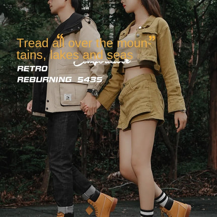 Boots Men High Top Boots High Quality Women Leather Shoes Fashion Outdoor Sneakers Men Lace Up Non-Slip Ankle Boots for Couple