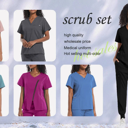 Cleaning Uniform for Women Nursing Scrub Top Pants Medical Suit Pediatric Nanny Work Wear Operating Room Surgical Gown Wholesale-KarWorkwear
