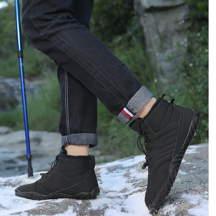 Snow Boots Men Winter Shoes Barefoot Ankle Boots 36-46 Couple Snow Shoes Outdoor Hiking Shoes Fur Warm Plush Boots