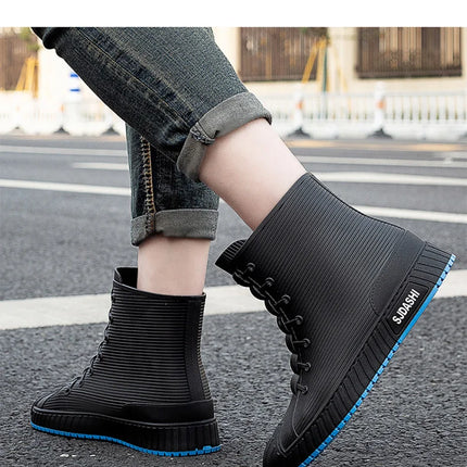Versatile Casual Short-barreled Waterproof Shoes Men Women Lined With Fleece Warmth Anti-slip Wear-resistant Outdoors Rain Boots