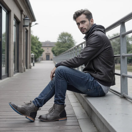Size 7-13 Ankle Boots For Men Men's Leather boots Brand Boot for men #AL605