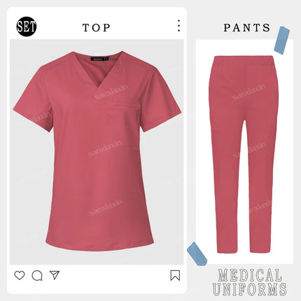 Women Men Straight Pants Set Medical Nurse Uniform Hospital Work Clothes Dentist Overalls Nursing Accesorios Surgical Scrub Set-KarWorkwear