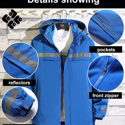 Reflective Jacket Waterproof and Warm with Dechable Fleece Linner 3 in 1 Hi Vis Windproof Workwear Jacket Men for Winter L-7XL