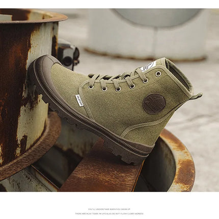 New Fashion High-top Mens Boots Outdoor Comfortable Mens Casual Boots Jungle Mountaineering Men Shoes Wide Bottom Platform Boots-KarWorkwear