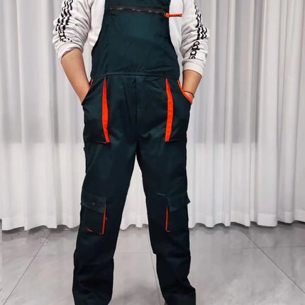Men Long Sleeve Cargo Overalls Bib Pants Zipper Pockets Rompers Jumpsuit Fashion Labor Casual Coveralls Plus Size S-4xl