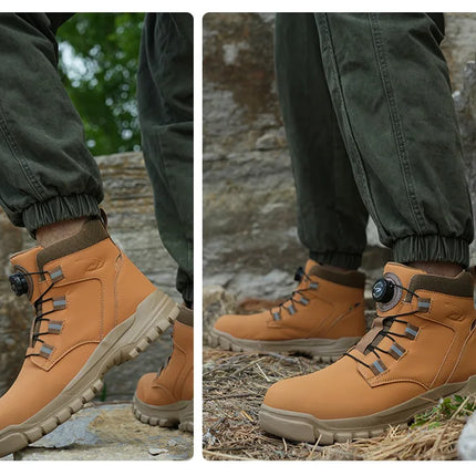 Waterproof Safety Boots Men Indestructible Steel Toe Work Boots Anti-smash Stab-resistant Safety Shoes Biker Botas Para Hombre