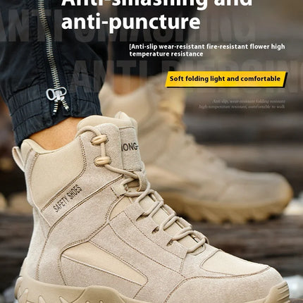 Work Boots Indestructible Safety Shoes Men and Women Steel Toe Shoes Construction Work and Daily Wear Outdoor work hiking boots