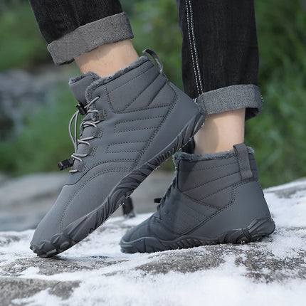 Snow Boots Men Winter Shoes Barefoot Ankle Boots 36-46 Couple Snow Shoes Outdoor Hiking Shoes Fur Warm Plush Boots
