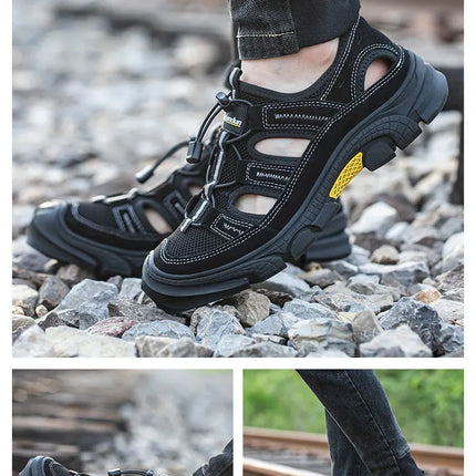 Safety Shoes Men Summer Breathable Work Sandals Men Anti-smash Anti-puncture Indestructible Shoes Work Sneakers Protective Shoes-KarWorkwear