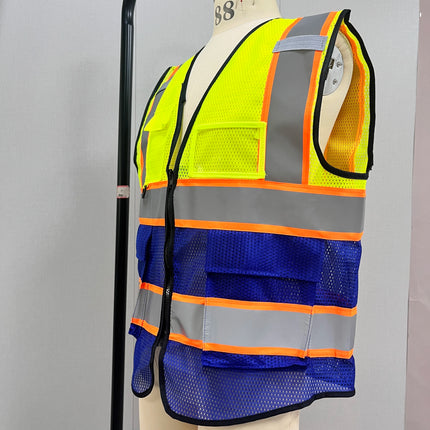 Mesh Safety Vest Customized Your Text Logo Reflective Motocycle Vest Hi Visibility Construction Work Uniform Security ANSI