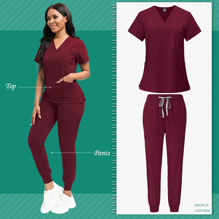 Cleaning Uniform for Women Nursing Scrub Top Pants Medical Suit Pediatric Nanny Work Wear Operating Room Surgical Gown Wholesale-KarWorkwear