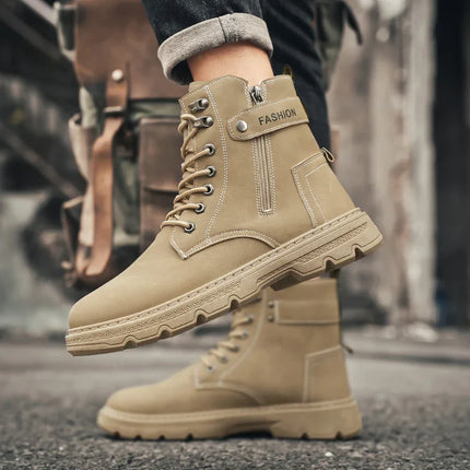 High-top boots, British style, casual and versatile, men's shoes for workwear