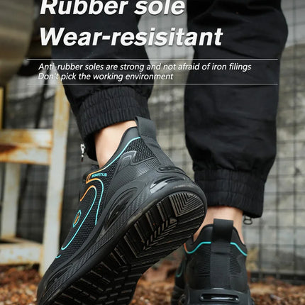 Work Security-Protection Boots for Men Women Lightweight Work Sneakers Breathable Steel Toe Shoes Rotating Button Safety Shoes-KarWorkwear