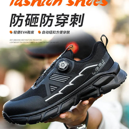 Rotating Button Men Shoes Security Sneakers Steel Toe Shoes Puncture-Proof work Shoes Anti-smash Sport Safety Shoes Protective-KarWorkwear
