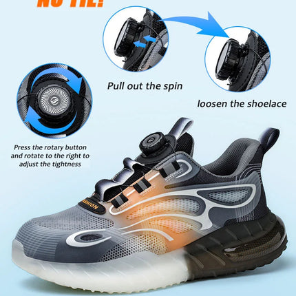 Rotating Buckle for Safety Shoes Men's Work Boot Breathable Light Steel Toe  Protective Sneakers Welted Business Security Shoes-KarWorkwear