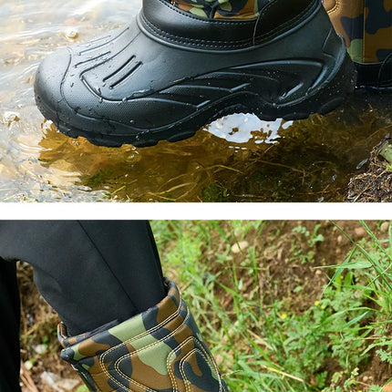 Work Boots for Men Waterproof 2025 Spring New Non-slip Fishing Boots Comfortable Farm Men Boots Winter Plus Cotton Rain Boots