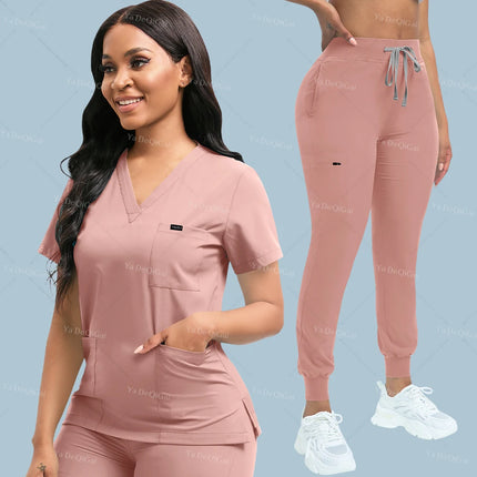 Slim Fit Medical Scrubs Uniform Women Scrub Sets Nursing Accessories Hospital Surgery Gowns Dental Clinic Beauty Salon Workwear-KarWorkwear