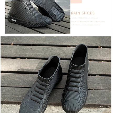 Men Women Short Tube Rain Boots Kitchen Anti-slip Rain Shoes Summer Ankle Outdoor Winter Car Washing Fishing Waterproof Shoes