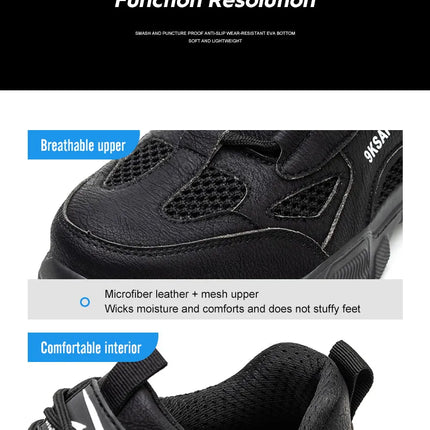 Work Shoes Hollow Breathable Steel Toe Boots Lightweight Safety Work Shoes Anti-slippery For Men Women Male Work Sneaker