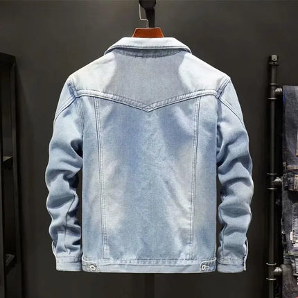 Winter velvet thickened denim jacket Korean style trendy men's versatile loose large size warm work jacket