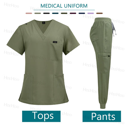 Nurse Accessories New Fashion Surgical Uniforms Woman Clinical Nursing Pediatrics Working Clothes Mens Scrub Hospital Scrub Sets-KarWorkwear