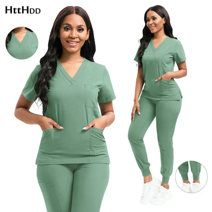 New Nurse Uniform for Women Nursing Solid Surgical Gown High-quality Doctor Scrub Sets Unisex Hospital Work Wear Wholesale Price-KarWorkwear