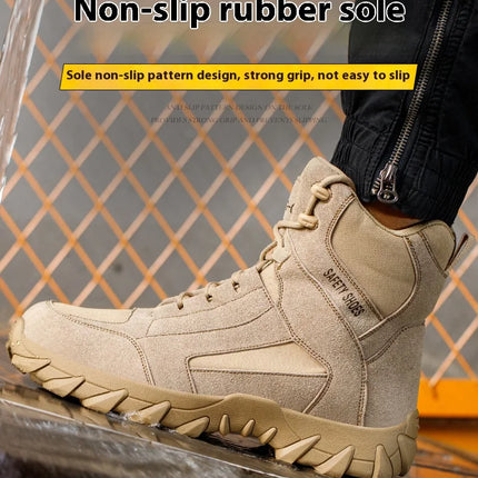 Work Boots Indestructible Safety Shoes Men and Women Steel Toe Shoes Construction Work and Daily Wear Outdoor work hiking boots