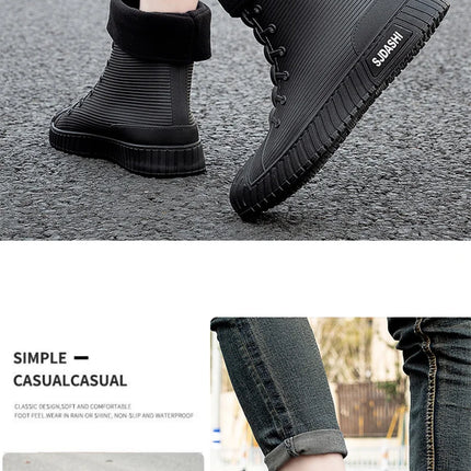 Versatile Casual Short-barreled Waterproof Shoes Men Women Lined With Fleece Warmth Anti-slip Wear-resistant Outdoors Rain Boots