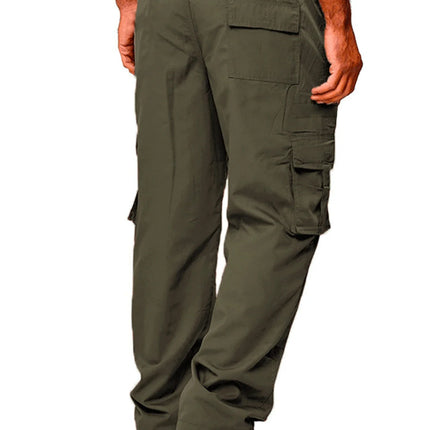 Men's Cargo Pants Sweatpants Outdoor Loose Straight Long Trousers Summer Casual Multi-Pocket Durable Workwear Male Trousers