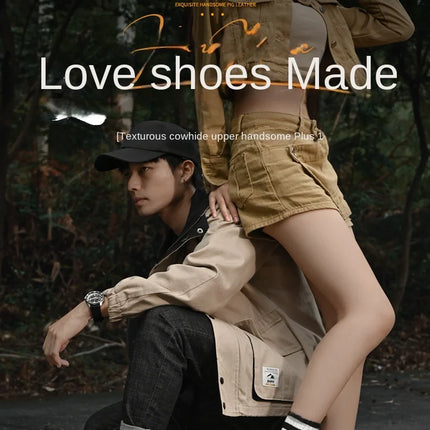 Boots Men High Top Boots High Quality Women Leather Shoes Fashion Outdoor Sneakers Men Lace Up Non-Slip Ankle Boots for Couple
