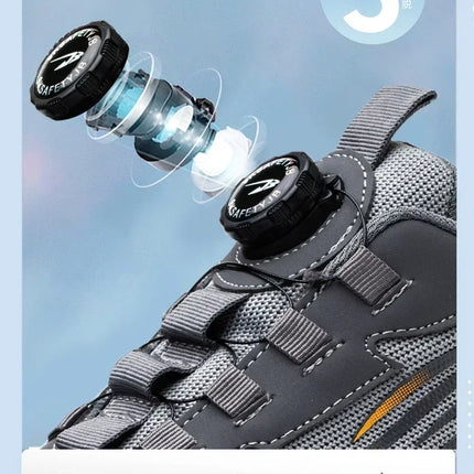 Rotating Button New Safety Shoes Men Anti-smash Anti-puncture Work Shoes Fashion Men Sport Shoes Security Protective Boots Men