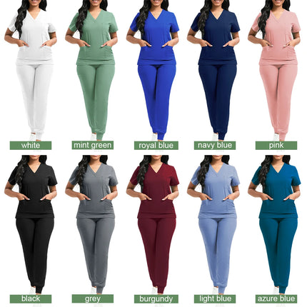 Cleaning Uniform for Women Nursing Scrub Top Pants Medical Suit Pediatric Nanny Work Wear Operating Room Surgical Gown Wholesale-KarWorkwear