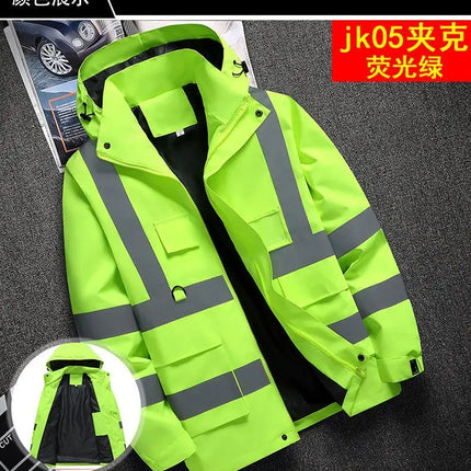 Men's Work Jacket with Reflective Stripes, Custom Logo Available, Casual Autumn Winter Coat for Men