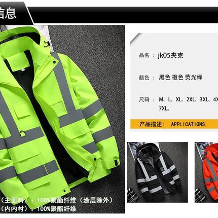 Men's Work Jacket with Reflective Stripes, Custom Logo Available, Casual Autumn Winter Coat for Men