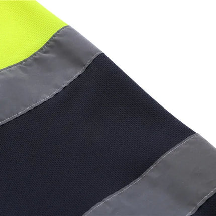 ANSI Class 2 Hi Vis Shirts Yellow Navy Long Sleeve Reflective Polo Shirt Safety Work Shirt for Construction Men