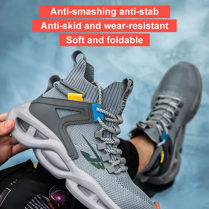 Luminous Steel Toe Boots For Men Non-slip Work Boots Indestructible Shoes Kitchen Restaurant Safety Boots Male Footwear 36-48-KarWorkwear