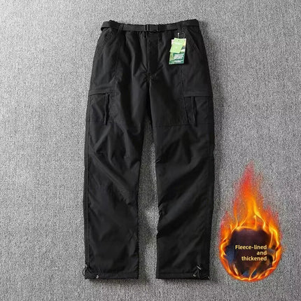 Outdoor Workwear Pants Men's Loose Fce Lined Thi Soft ell Hiking Pants Windproof Waterproof Polyester Fiber Straight Leg