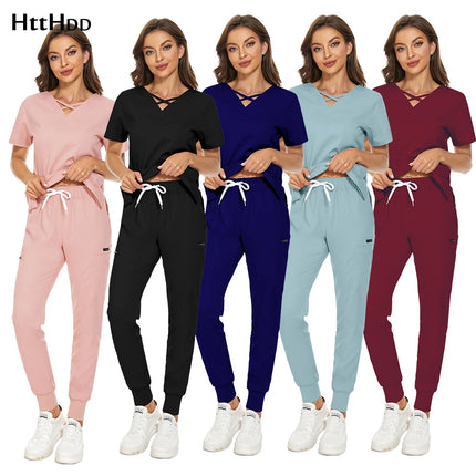 Beauty Salon Women Work Uniforms Plus Size Short-sleeved Health Services Suits Working Suits Summer Fashion Pet Scrubs Costume-KarWorkwear