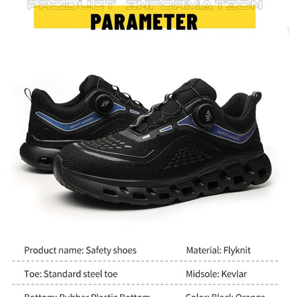 Fashion Rotating Button Men Work Safety Shoes Puncture-Proof Steel Toe Cap Sneakers Indestructible Protective Male Boots-KarWorkwear