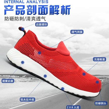 New 2022 Summer Breathable Men Casual Shoes Steel Toe Cap Indestructible Safety Working Shoes Outdoor Men Footwear-KarWorkwear