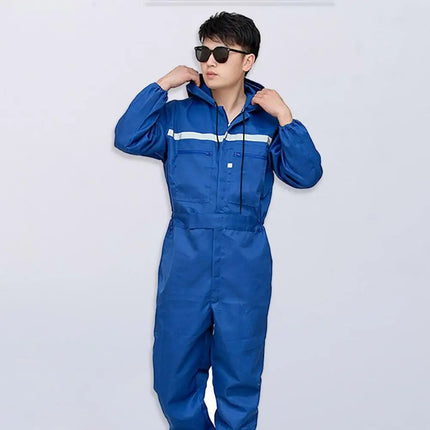 Men's Work Coveralls Safety Worker Clothing with Reflective Strips 5XL Uniforms Car Repair Overalls 100% Polyester-KarWorkwear